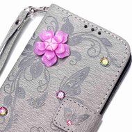 iPhone 7 Case, iPhone 7 Wallet Case,PHEZEN Beauty Luxury Handmade Rose Flower Butterfly Bling Diamond PU Leather... N13