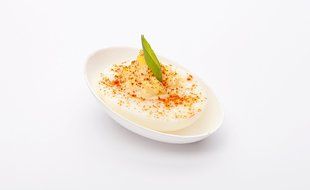 Bagasse Egg Shaped Tasting Dish 100 count box N5