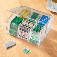 Clear Tea Box, Has 6 Compartments, Hold up to 66 Tea Bag for Your Convenience