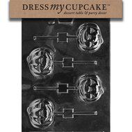 Dress My Cupcake DMCH094 Chocolate Candy Mold, Smiling Pumpkin Lollipop, Halloween