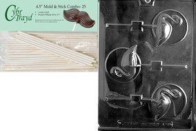 Cybrtrayd 45St25-A121 Flamingo Lolly on Disc Animal Chocolate Candy Mold with 25 4.5-Inch Lollipop Sticks