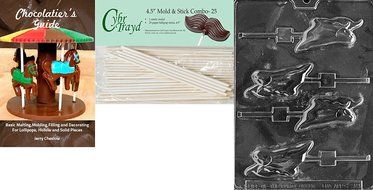 Cybrtrayd 45St25Bk-H099 &#039;Ghost Lolly&#039; Halloween Chocolate Candy Mold with 25 4.5-Inch Lollipop Sticks and Chocolatier&#039;s...