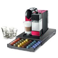 DeLonghi Lattissima Plus Red Capsule Espresso and Cappuccino Machine with 60 Capsule Storage Drawer and Free Set...