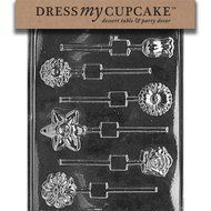 Dress My Cupcake Chocolate Candy Mold, Assorted Flowers Lollipop