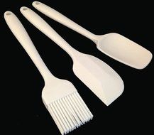 PHT Silicone Spatula Spoon Brush , 8", Set of 3 White N17