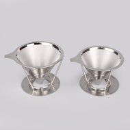 Pour over Coffee Filter Cone Coffee Dripper Stainless Steel Paperless Reusable Coffee Filter w/ Stand Double Mesh... N4