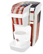Painted Faded and Cracked USA American Flag - Decal Style Vinyl Skin fits Keurig K10 Mini Plus Coffee Makers (...