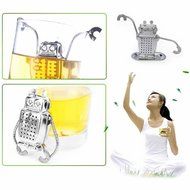 HeroNeo&reg; Robot Hanging Tea Leaf Diffuser Infuser Stainless Steel Strainer Herbal Spice Filter With Drip Tray N5