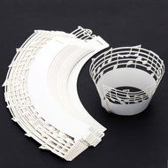 Anself 50Pcs Lace Muffin Case Cupcake Paper Cup Liner, Music Notes Staff Pattern N11