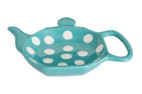 Dexam Polka Spot Dot Ceramic Retro Teabag Holder Caddy in Blue- 17851056