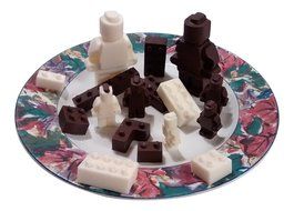 Lego Chocolate and Candy Molds, 6pc Deluxe Set of Various Sized Bricks and Lego Men / Robots, for Gummies, Hard... N6