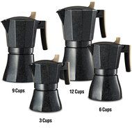Osaka Stovetop Espresso Maker - Aluminum with Marbled Coating, Stove-Top Moka Pot &quot;Nijo Castle&quot; (6 Cup) N11
