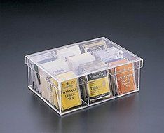 Acrylic Lucite 9 Compartment Tea Bag Box with Removable Lid