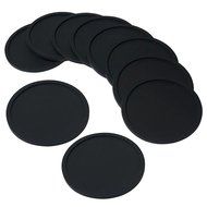 Fu Store Rubber Silicone Drink Coasters (Set of 2 Pieces), Black N6