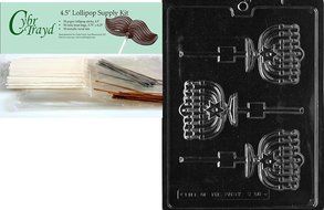 Cybrtrayd R058 Menorah Lolly Chocolate Candy Mold with Exclusive Cybrtrayd Copyrighted Chocolate Molding Instructions... N5