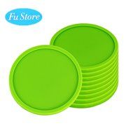 Fu Store Rubber Silicone Drink Coasters (Set of 2 Pieces), Black N11