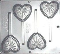 Fancy Heart Lollipop Chocolate Candy Mold Valentine 3032