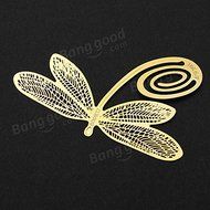 Pink Lizard Reading Gold-plated Dragonfly Metal Clip Bookmark Gift Book Marks N3