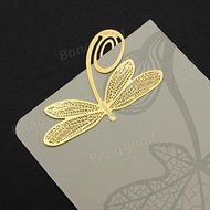 Pink Lizard Reading Gold-plated Dragonfly Metal Clip Bookmark Gift Book Marks N4