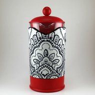 French Press Cozy, Cafetiere Cosy, 8 cup, Handmade, Black and White, Paisley N3