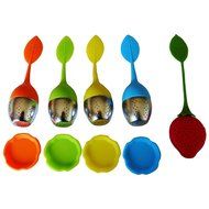 Tea Infuser, 4 Pack Leaf shaped plus 1 FREE Strawberry Shaped Tea Infuser. Tea Strainer with Stainless Steel and... N4