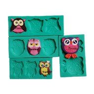 Yunko 4pcs Cartoon Owl Shape Silicone Fondant Cake Decorating Tools Chocolate Candy Sugar Mold