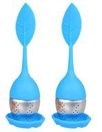 Olens Set of 4 Silicone Handle Stainless Steel Strainer Drip Tray Included - Loose Tea Steeper Filter (Set of... N5