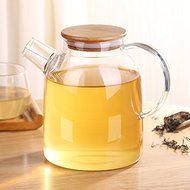 Glass Water Pot BPA with Bamboo Cap Stainless Steel Glass Kettle Water Tumbler Tea Bottle N2