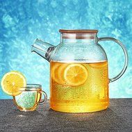 Glass Water Pot BPA with Bamboo Cap Stainless Steel Glass Kettle Water Tumbler Tea Bottle N3