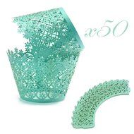 HUAL Cupcake Wrappers 50 Filigree Artistic Bake Cake Paper Cups Flowers Lace Laser Cut Liner Baking Cup Muffin... N9