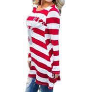 Hot Sale,Laimeng Women Cotton blend Fashion Stripe Dress Round Collar Christmas Elk Long Sleeve Casual Dress (... N4