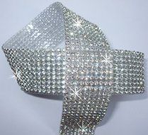 Clear 3 Strip Diamonte 3mm Chaton Ribbon Clear Silver Iron-On Crystal Diamante Reel N3