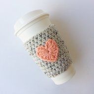 Coffee Cozy Oatmeal with Coral Heart Applique