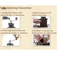Manual Driven Coffee Bean Spice Herb Vintage Retro Hand Grinder Wooden Burr Mill N8