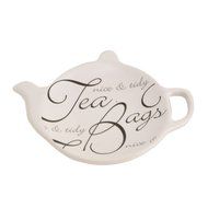 Script White Teabag Holder