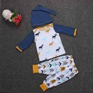 Clothes Set ,BeautyVan Newborn Kid Outfit Clothes Xmas Elk Print T-Shirt Tops+Pants Trousers+Hat Set (6M, Navy) N6