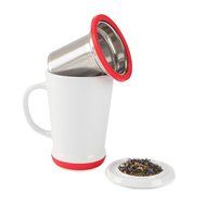 casaWare Tilt and Drip Tea Infuser Ceramic Mug, 14-Ounce (Matcha Green) N12