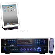Pyle Stereo Receiver and iPod Dock Package - PD1000A 1000 Watt AM-FM Receiver w/ Built-in DVD/CD/MP3/USB - PIPADK1... N2