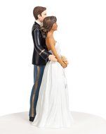 Army Military Wedding Cake Topper - Interracial African American Bride and Caucasian Groom N4