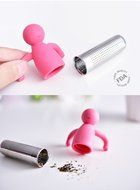 Huayoung Cute Lilliput/Dolphin Multifunctional Stainless Steel &amp; Silicone Cylinder Tea Filters Tea Infusers (Pink-L) N9