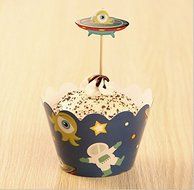 Astra shop Outer Space Themed Party Cupcake Wrappers with Picks - Makes 12 Cupcakes N7