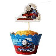 24 set Thomas the Train Cupcake wrappers and toppers ,Train party decoration,kids decoration supplies N2