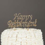 Happy Retirement Cake Topper Party Supplies Decoration Ideas (Silver) N4