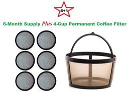 4-Cup Permanent Basket-Style Coffee Filter &amp; A set of 6 Water Filters designed to fit Mr. Coffee 4 Cup Coffeemakers