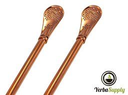 2 Yerba Supply Yerba Mate Tea Bombilla Gourd Drinking Straws Filtered (Rose Gold) N5