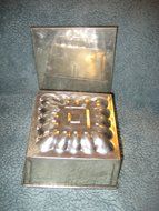 Vintage Square Tin 6x6x3 Inch Jell-o Mold / Cake Baking Pan Tureen w/ Lid