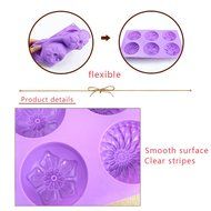 Peicees 6 Cavity Silicone Flower Soap Mold Chrysanthemum Sunflower Mixed Flower shapes&nbsp;Cupcake Backing mold Muffin... N3