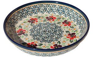 Polish Pottery Dish Pie Plate 10" From Zaklady Ceramiczne Boleslawiec #879-du116 Unikat Pattern, Diameter: 10"