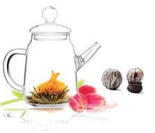 Tea gift Glass Teapot Duo, 16oz/470ml with Fab Flowering Tea (2 Blooms) N5