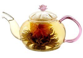 Tea gift Glass Teapot Duo, 16oz/470ml with Fab Flowering Tea (2 Blooms) N8